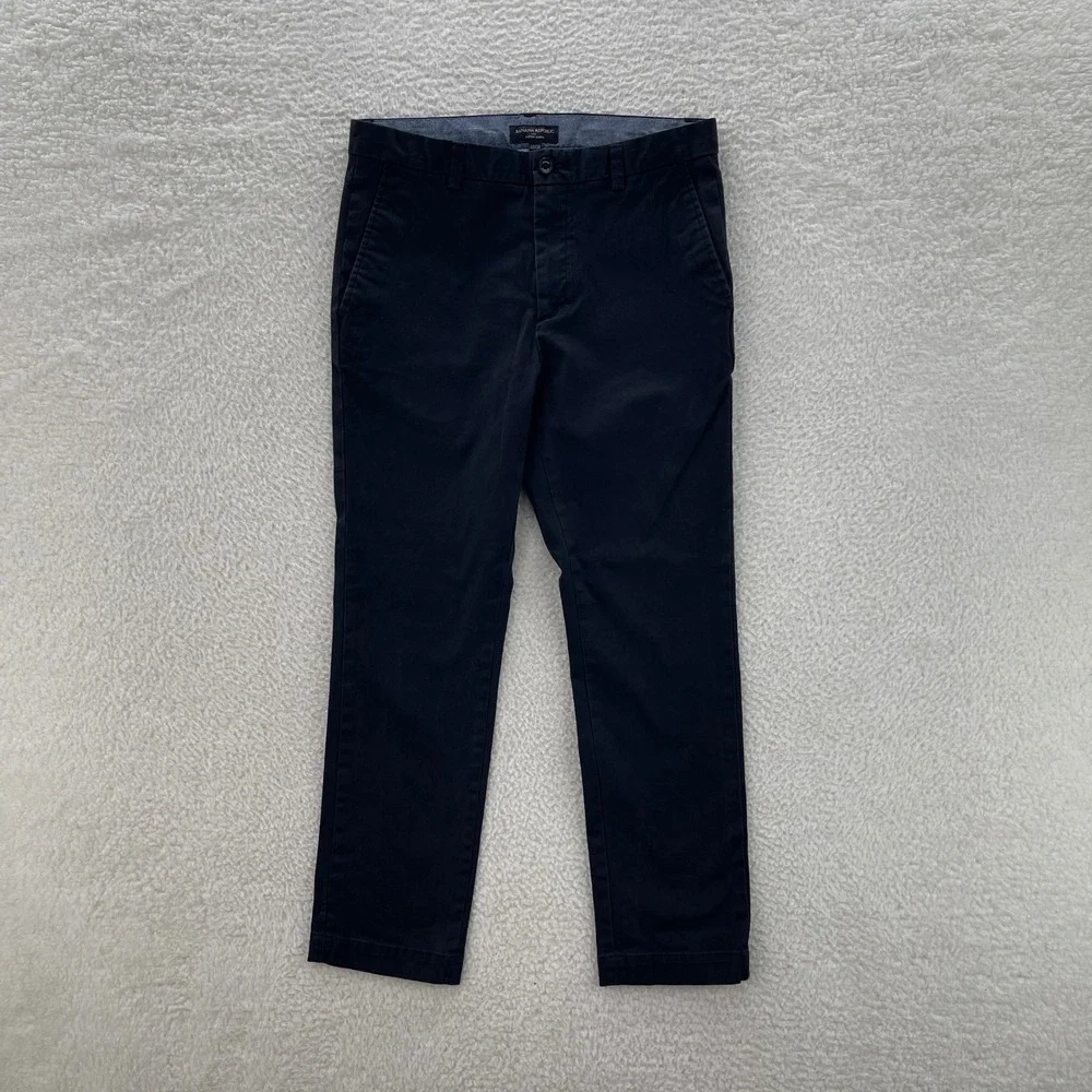 Banana Republic Chino Pants Mens 32x30 Black Aiden Slim Fit Preppy Office Luxury